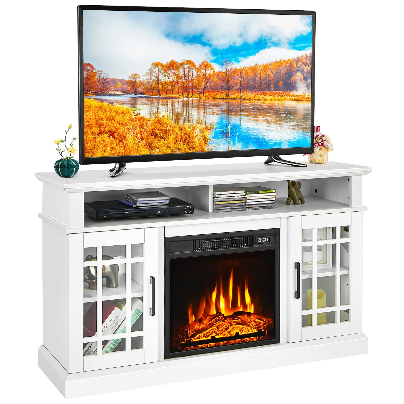 Electric Fireplace TV Stand for TVs Up to 50 Inch - Tangkula